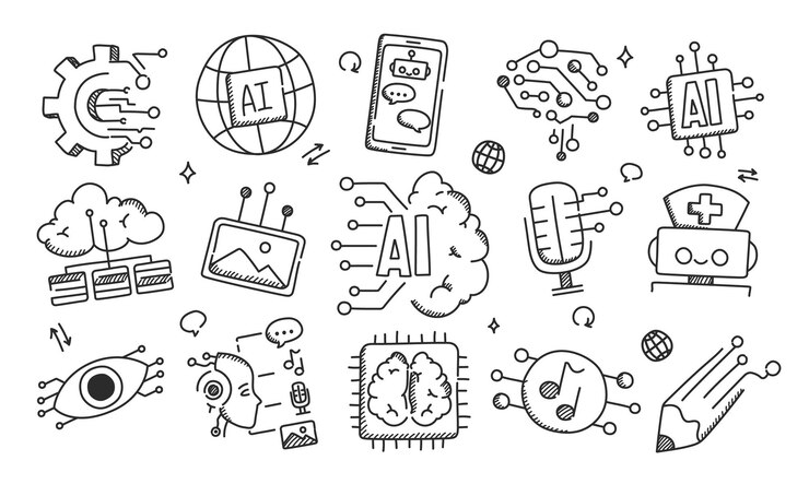 Vector generative artificial intelligence icon set