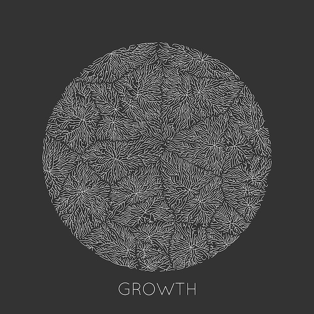 Generative branch growth pattern. round texture. lichen like organic structure with veins.