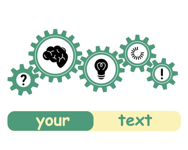 아이디어와 문제에서 생성기 비즈니스 아이디어 개념 연결 기어 벡터 일러스트 로고