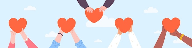 Generosity hands giving heart Social unity symbol charity projects positive team compassion and benevolence make kindness peace foundation money donation vector illustration