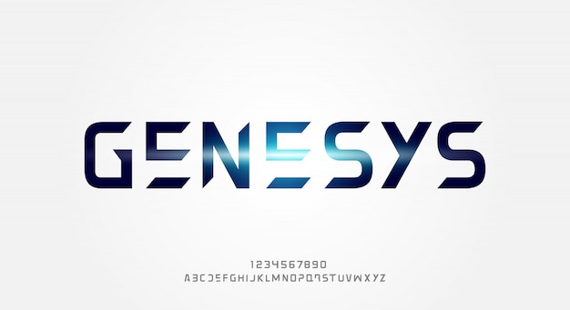 Genesys, un carattere futuristico alfabeto astratto con tema tecnologico. design tipografia minimalista moderno premium