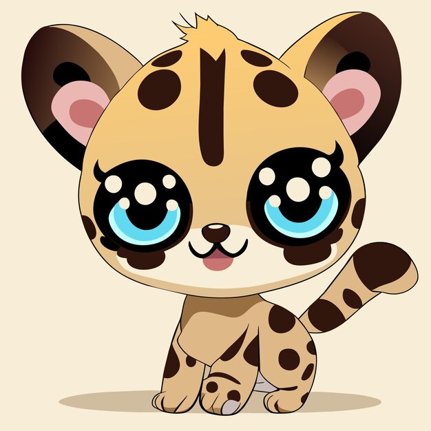 Vector genet cheetah cat tiger hand drawn cartoon sticker icon concept isolated illustration