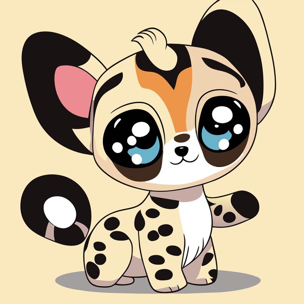 Vector genet cheetah cat tiger hand drawn cartoon sticker icon concept isolated illustration