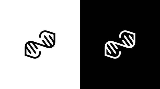 Genetic gen logo vector science monogram black and white icon style modello di disegno