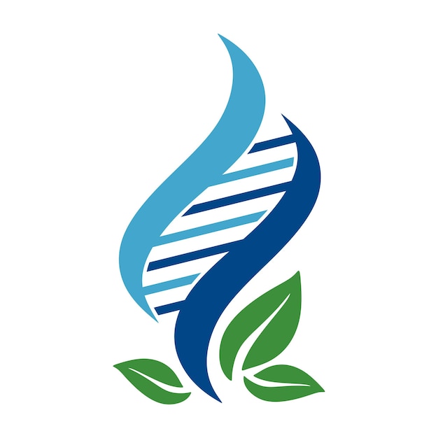 генетический векторный логотип. с символом листьев ДНК