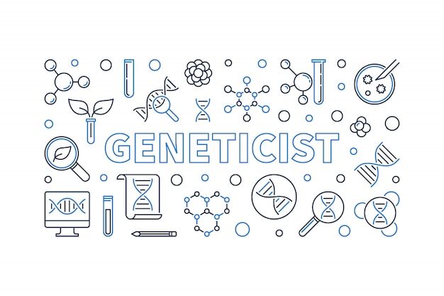 Geneticist icon illustration outline banner