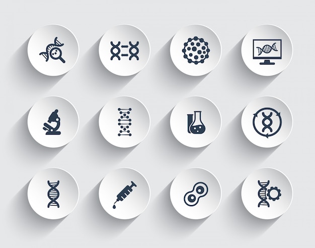 Vector genetics, dna chains, genetic modification and research icons