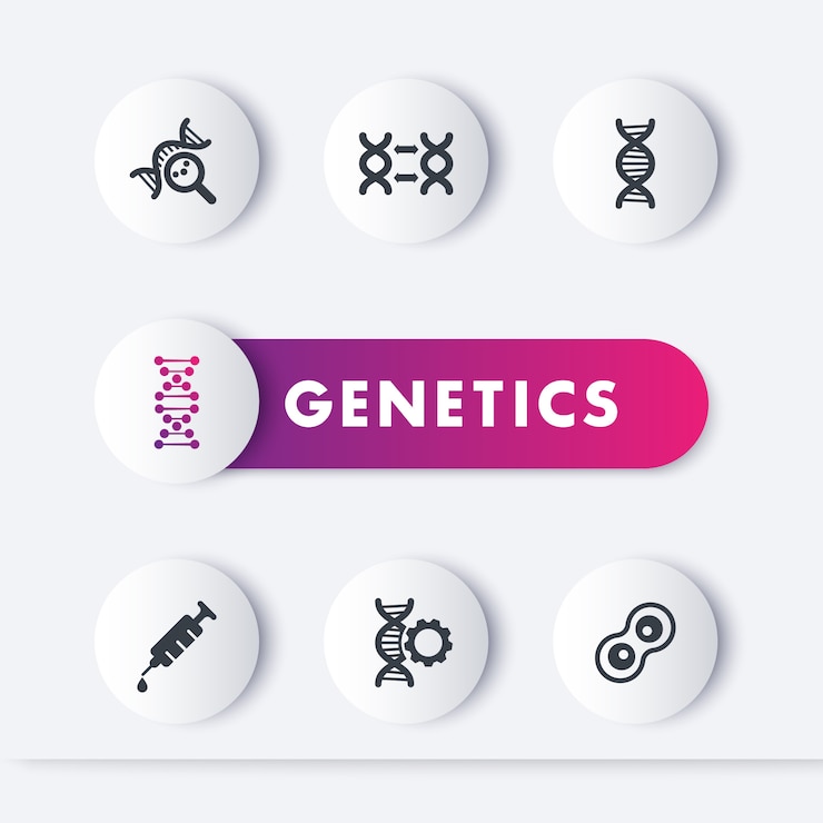 Vector genetics icons set, genetic modification