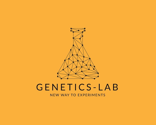 Genetics Lab Geometric Low Polygonal Laboratory tech Cyber Logo Design Премиальное членство Шаблон