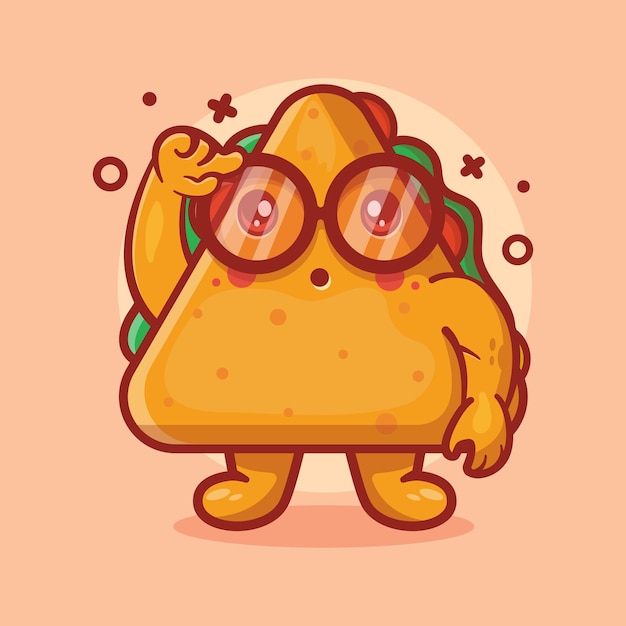 geniale driehoek sandwich voedsel karakter mascotte met denken expressie geïsoleerde cartoon