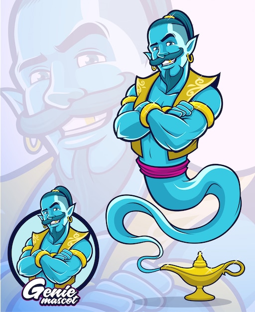 Genie character for illustration element or company mascot