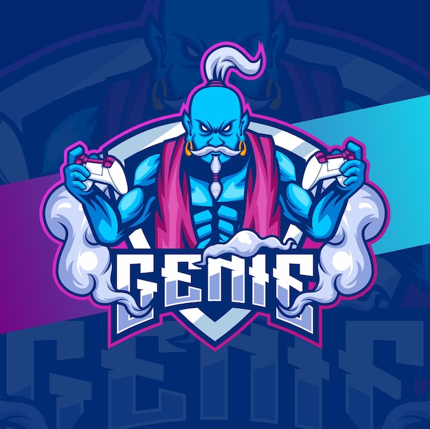 Genie karakter mascotte ontwerpen voor logo gaming en esport