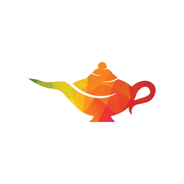 Genie magic lamp logo design vector Lantern lamp logo template