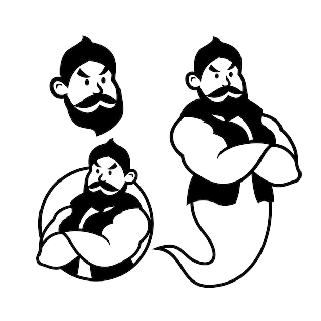 Иллюстрация дизайна значка логотипа талисмана Джинни