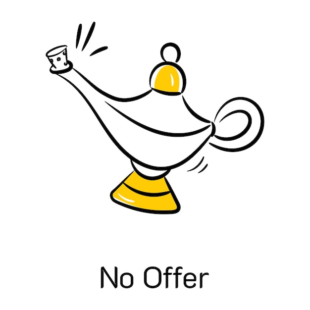 Genies lamp with cork is showing the concept of no offer hand drawn icon