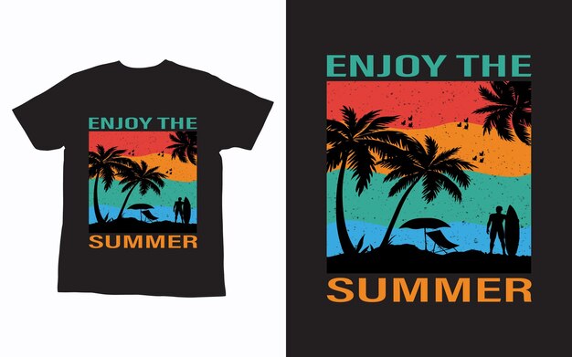 Vector geniet van de zomer tijd om het strandleven zomer t-shirt ontwerp