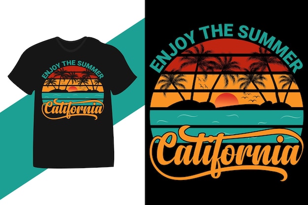 Geniet van het zomerse retro-t-shirtontwerp van californië in de zomer