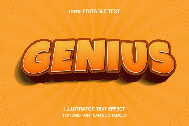 Genius,3d editable text effect modern shadow comic style