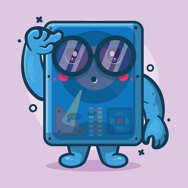 genius computer hard disk character mascot with think expression isolated cartoon