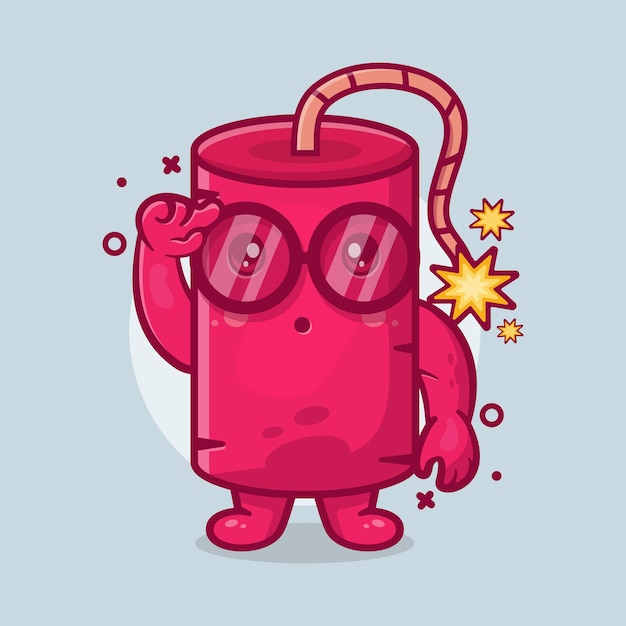 genius dynamite bomb character mascot with think expression isolated cartoon in flat style design