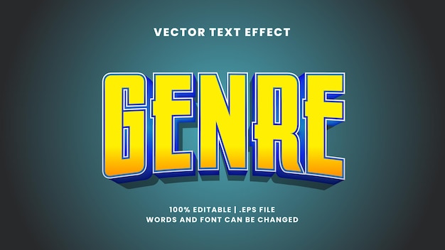 Vettore genere semplice moderno effetto di testo modificabile in 3d