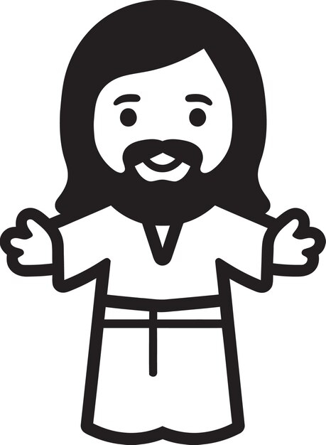 Gentle Blessing Cartoon Jesus Icon Blessed Guardian Cute Black Vector