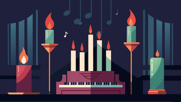 Vector the gentle crackling of the candles intertwined with the solemn sounds of the organ creating a