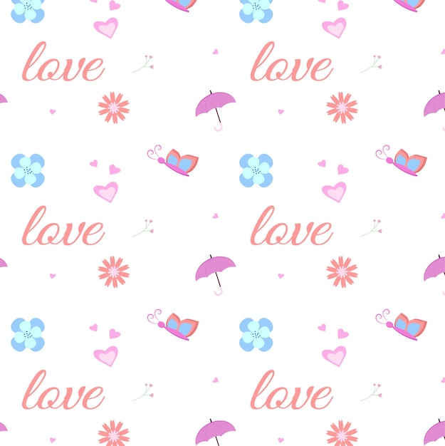 gentle and cute pattern with flowers in pastel colors