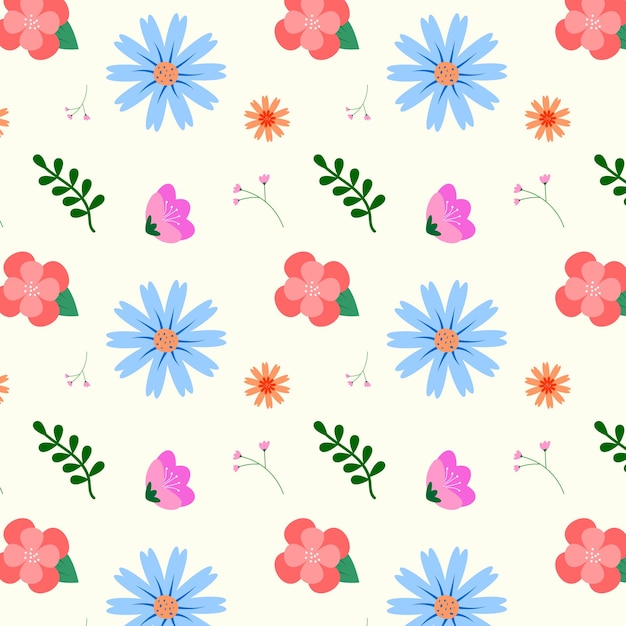 Gentle and cute pattern with flowers in pastel colors