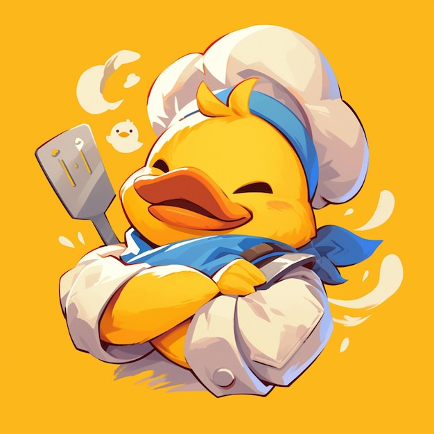 A gentle duck chef cartoon style