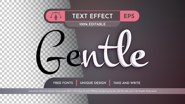 Gentle editable text effect font style. (stiletto di carattere edibile per il testo)