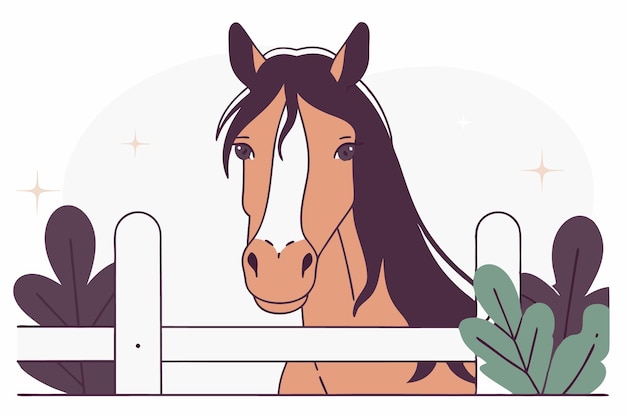 Gentle Horse Peeking Over Fence Peaceful Farm Animal Portrait