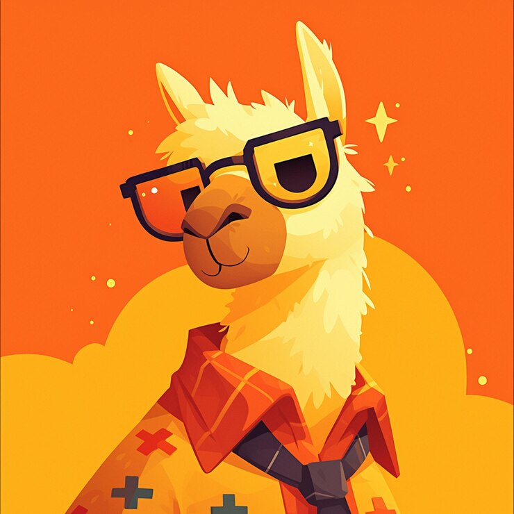 Vector a gentle llama flight attendant cartoon style