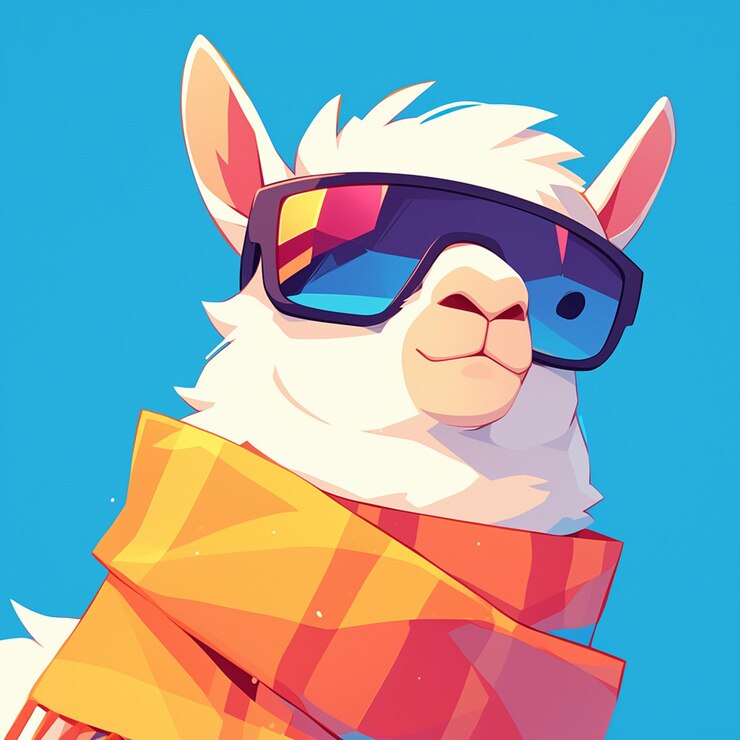 Vector a gentle llama ski instructor cartoon style