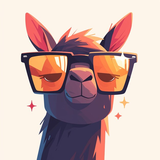 Vector a gentle llama teacher cartoon style