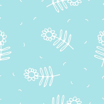 Motivo vettoriale pastello delicato camomille di cartoni animati con scarabocchi floreali per confezioni regalo carte tessili