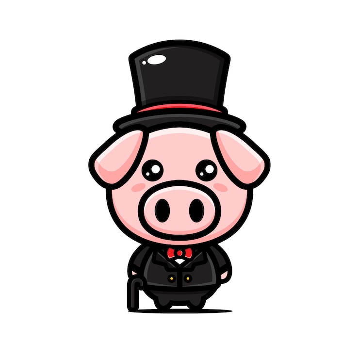 Vector gentle pig character  