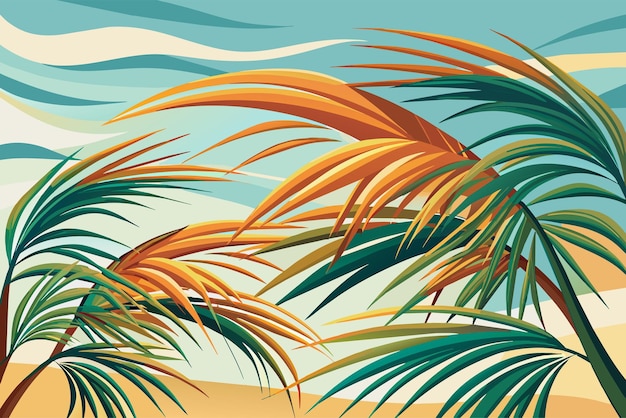 Vector the gentle rustle of palm fronds in the breeze