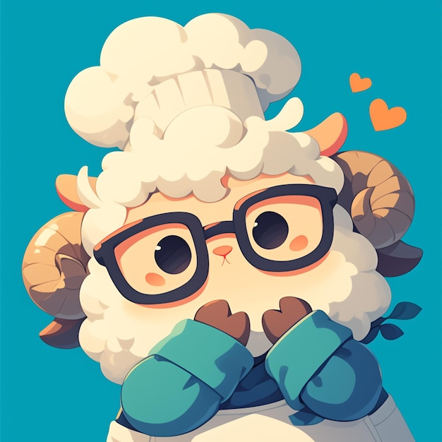 A gentle sheep chef cartoon style