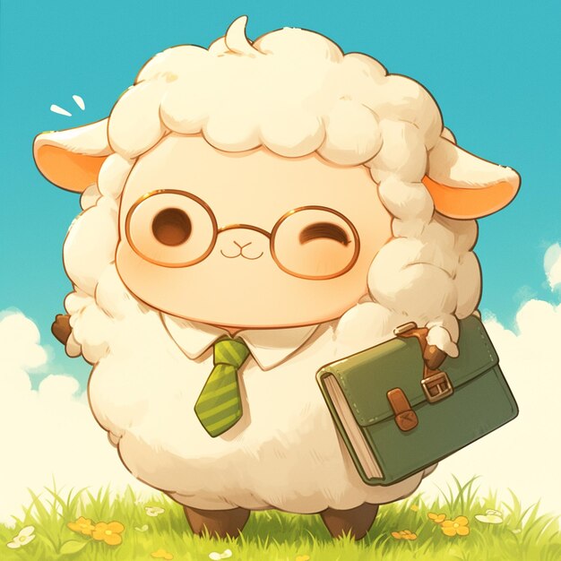 A gentle sheep teacher cartoon style