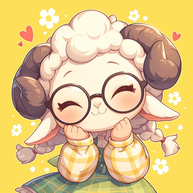 A gentle sheep teacher cartoon style