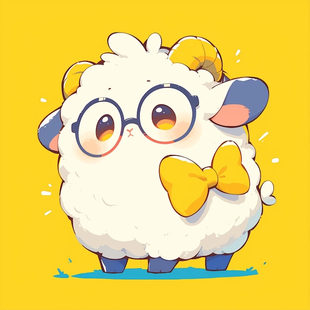 A gentle sheep teacher cartoon style