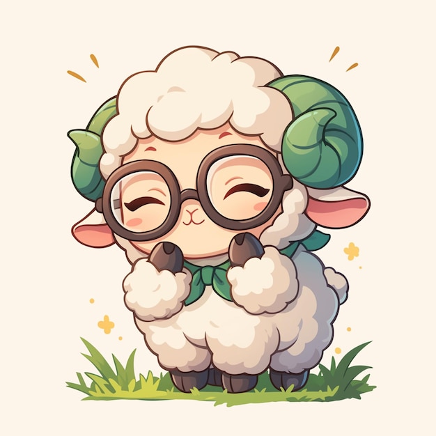 A gentle sheep teacher cartoon style