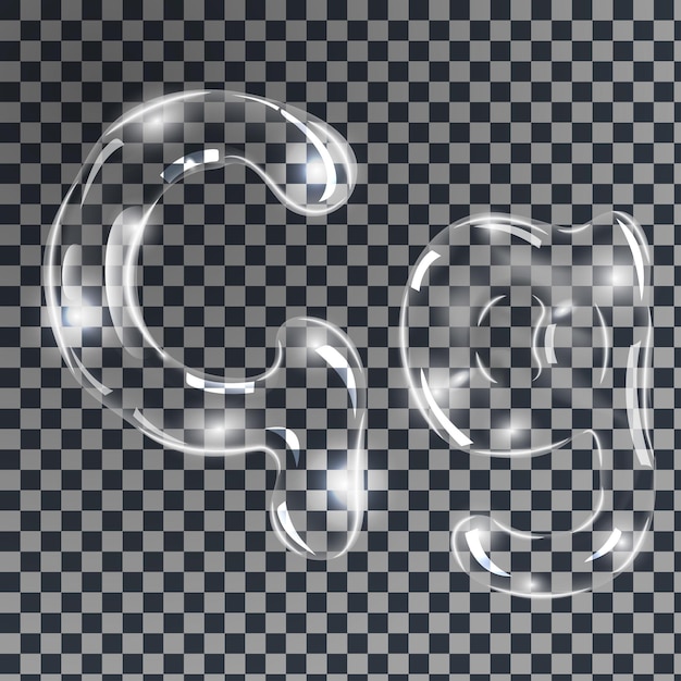 Gentle underwater or soap bubbles in the shape of letter G in gray shades on transparent background vector