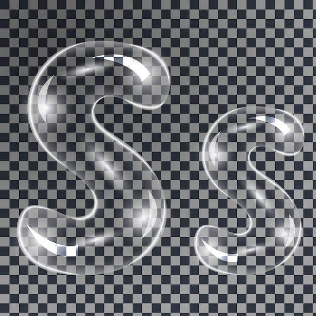 Vettore delicate bolle sott'acqua o di sapone a forma di lettera s in tonalità di grigio su sfondo trasparente