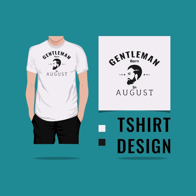 Gentiluomo nato ad agosto t shirt design illustrazione vettoriale