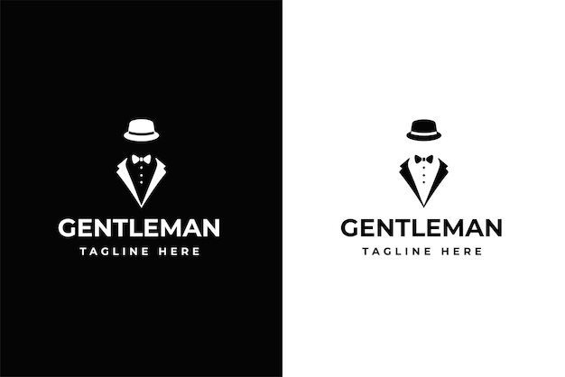 Gentleman clothing company logo design flat people logo template