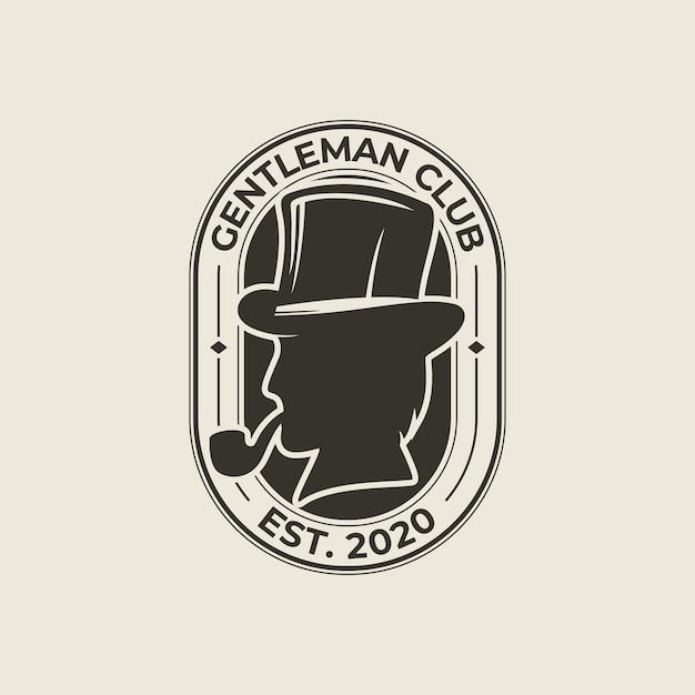 Vector gentleman club vintage label sign vector template