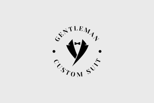 Gentleman custom tailor logo vector icon illustration