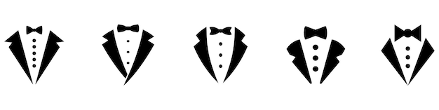 Vector gentleman graphic icon bow tie and tuxedo sign isolated on white background gala evening symbol